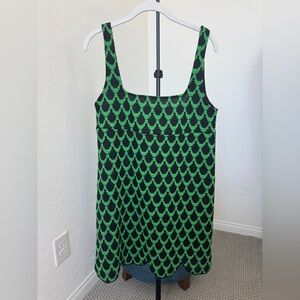 NWT Zara Green and Black Patterned Knit Tank Dress